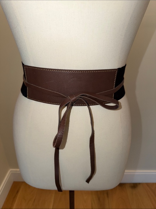 Niu Accessories - Not Brown Faux Leather Waist Tie Belt for Women.  Made In Italy.
